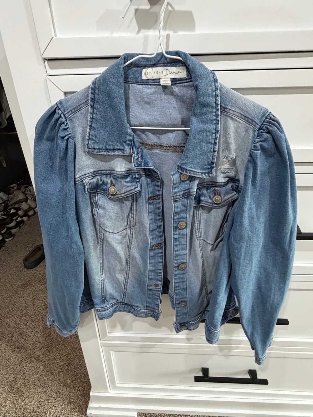 Denim Puff-Sleeve Jacket - Light Blue 18/20